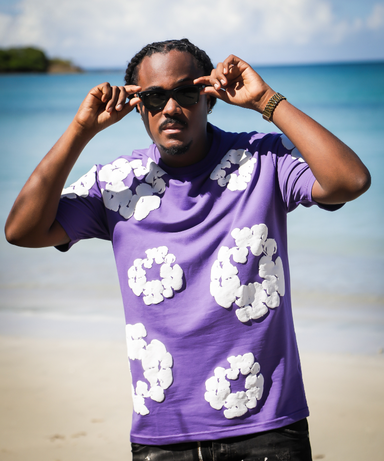 T-SHIRT Regular Denim floral pattern