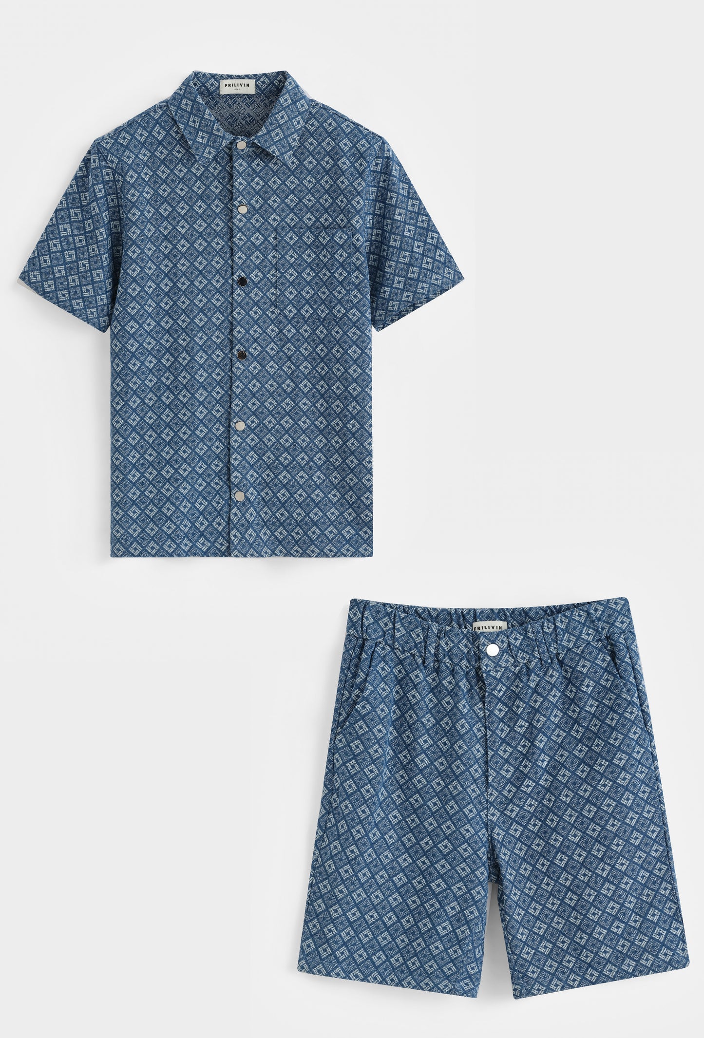 Ensemble Homme Bleu Motif Chemise & Short | Style Été Tendance