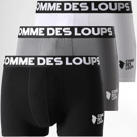 Lot De 3 Boxers Classic Blanc Gris Noir