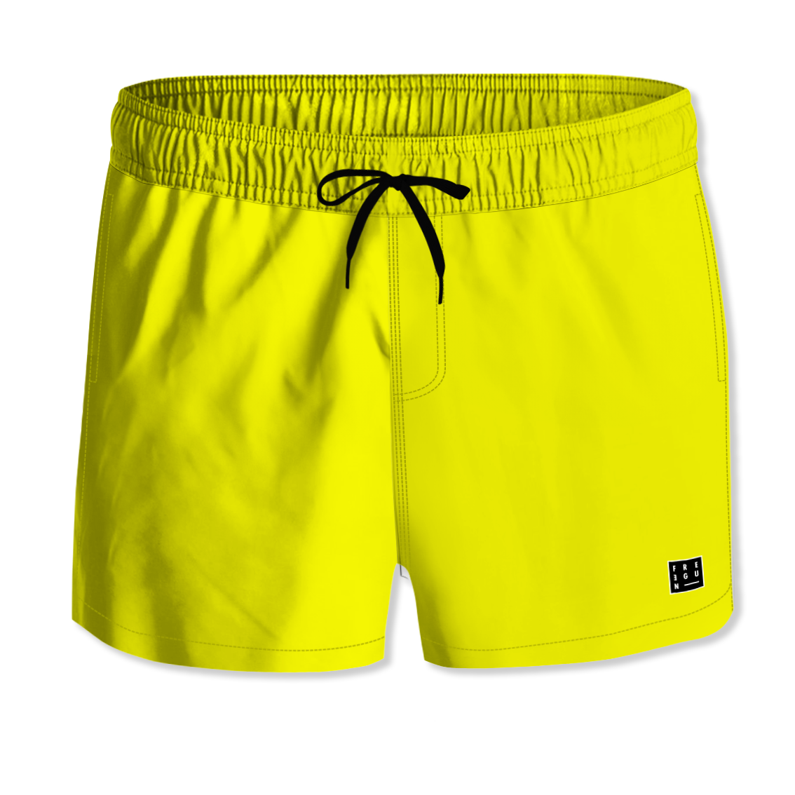 Short de bain Jaune Fluo homme Uni Poches | Freegun